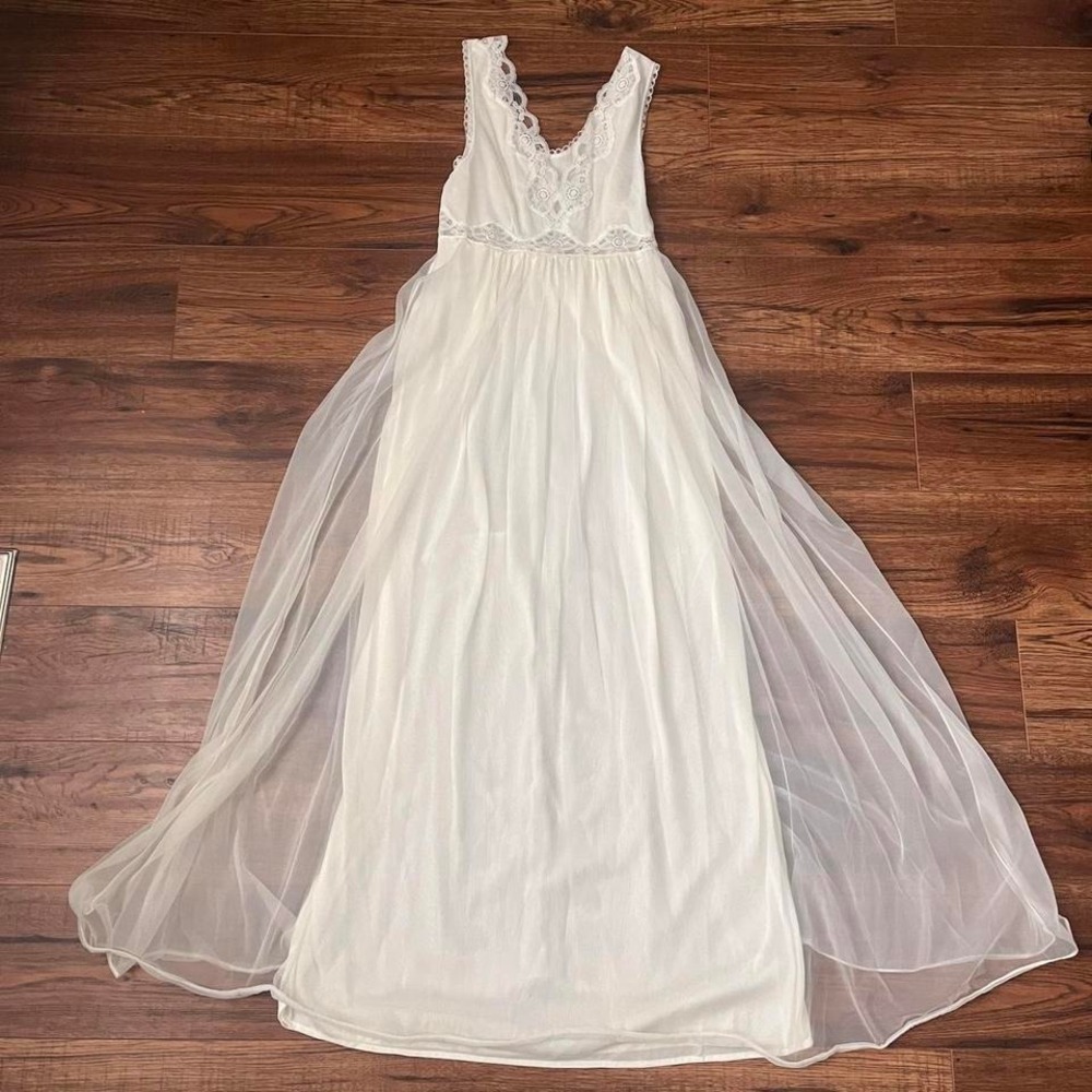 Vintage Dreamy Vintage Slip Dress Sheer Overlay Women S Angel Fairy Coquette
